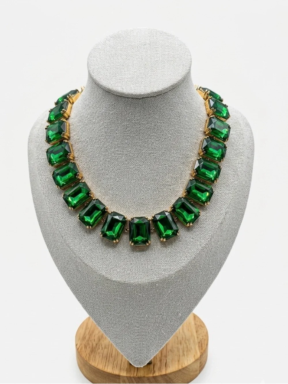 Bold Emerald Green Gemstone Statement Necklace
